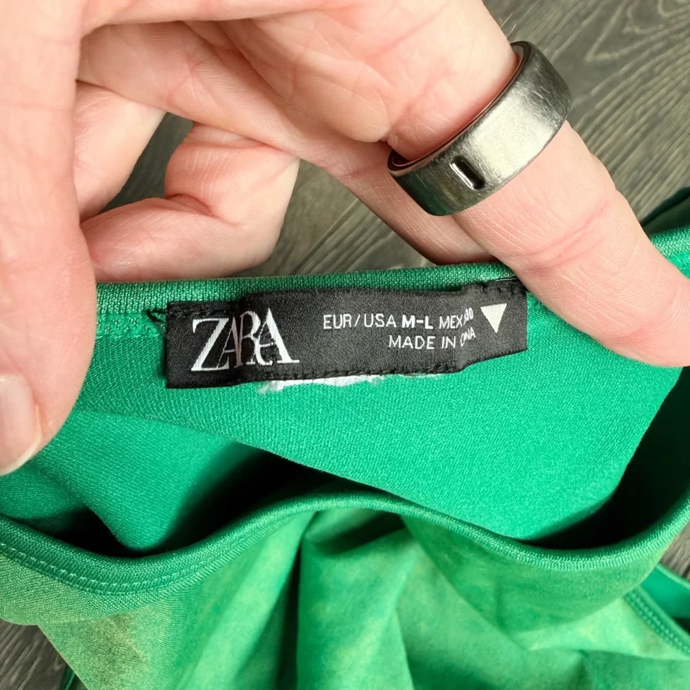 Zara Ruched Bodycon Dress in Yellow Green Size M-L - Picture 5 of 7